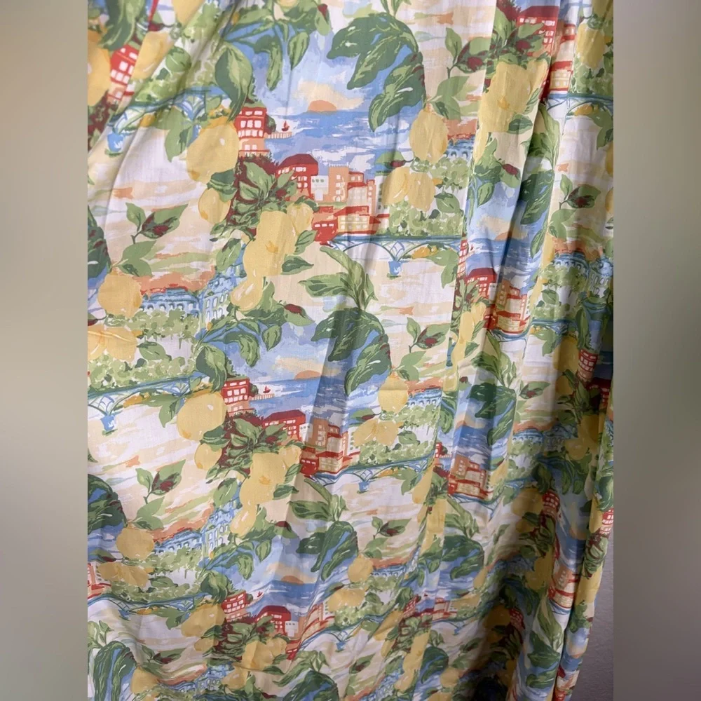 Abercrombie and Fitch Sweetheart Babydoll Maxi Dress Beach Lemon Print NWT